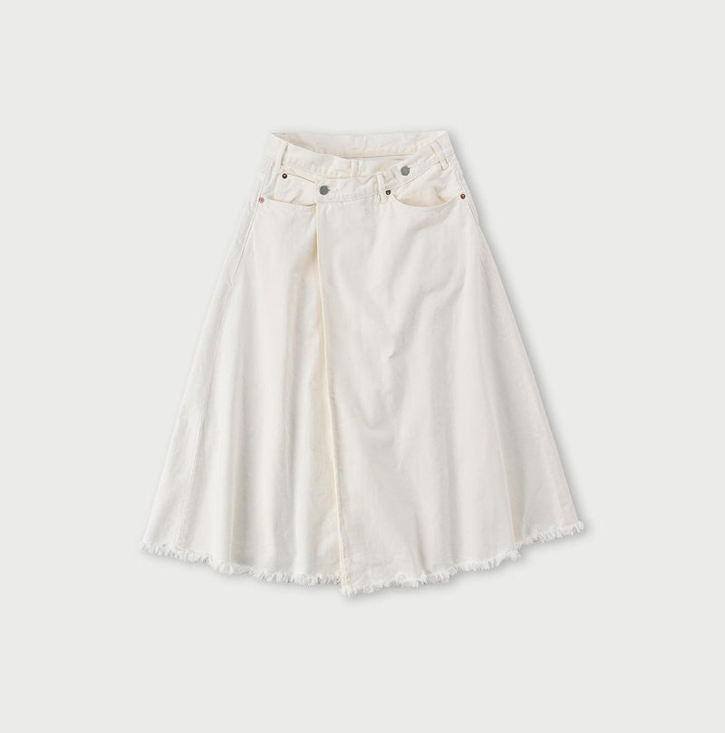 Rye Mugi Denim Crossover Skirt White - 45R by 45rpm studio - Image 1