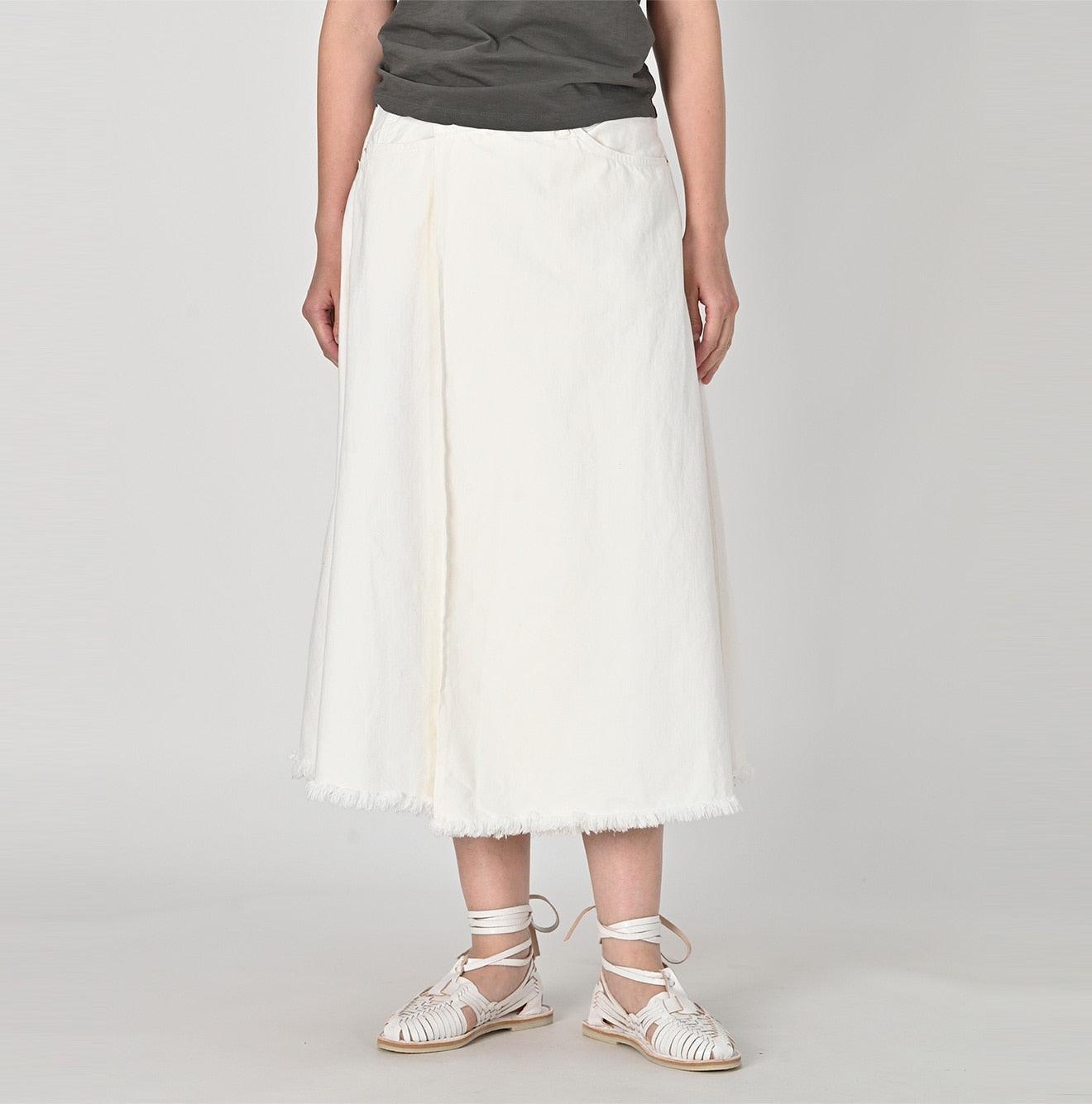 Rye Mugi Denim Crossover Skirt White - 45R by 45rpm studio - Image 3