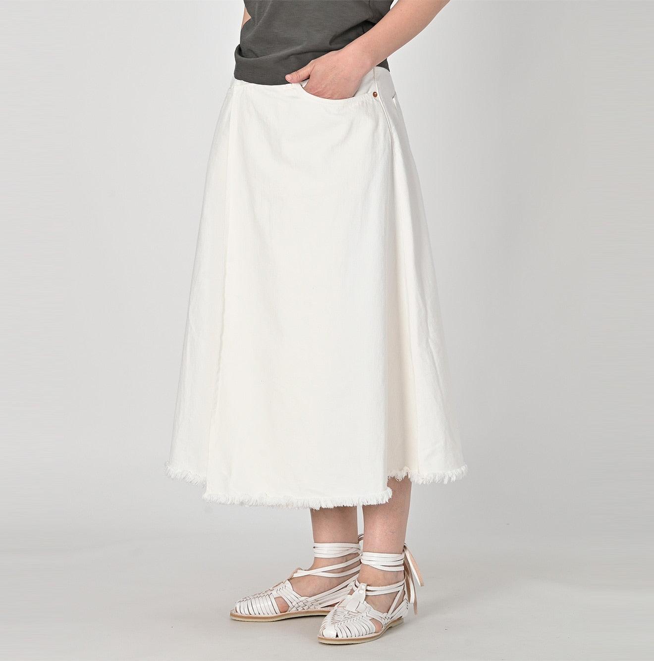 Rye Mugi Denim Crossover Skirt White - 45R by 45rpm studio - Image 4