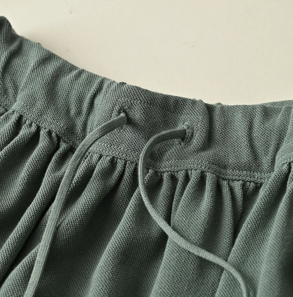 Cotton Pique Gathered Skirt