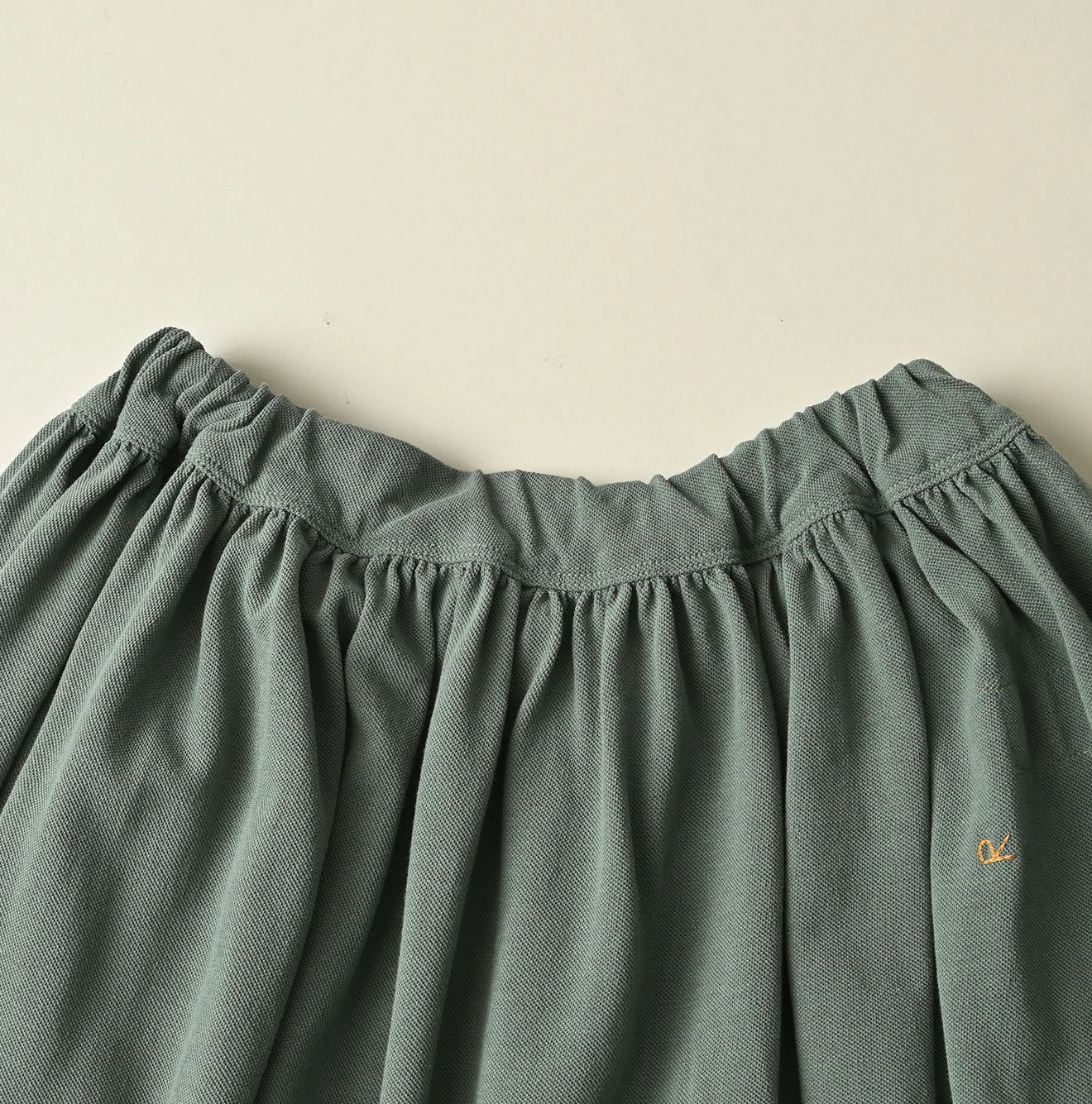 Cotton Pique Gathered Skirt