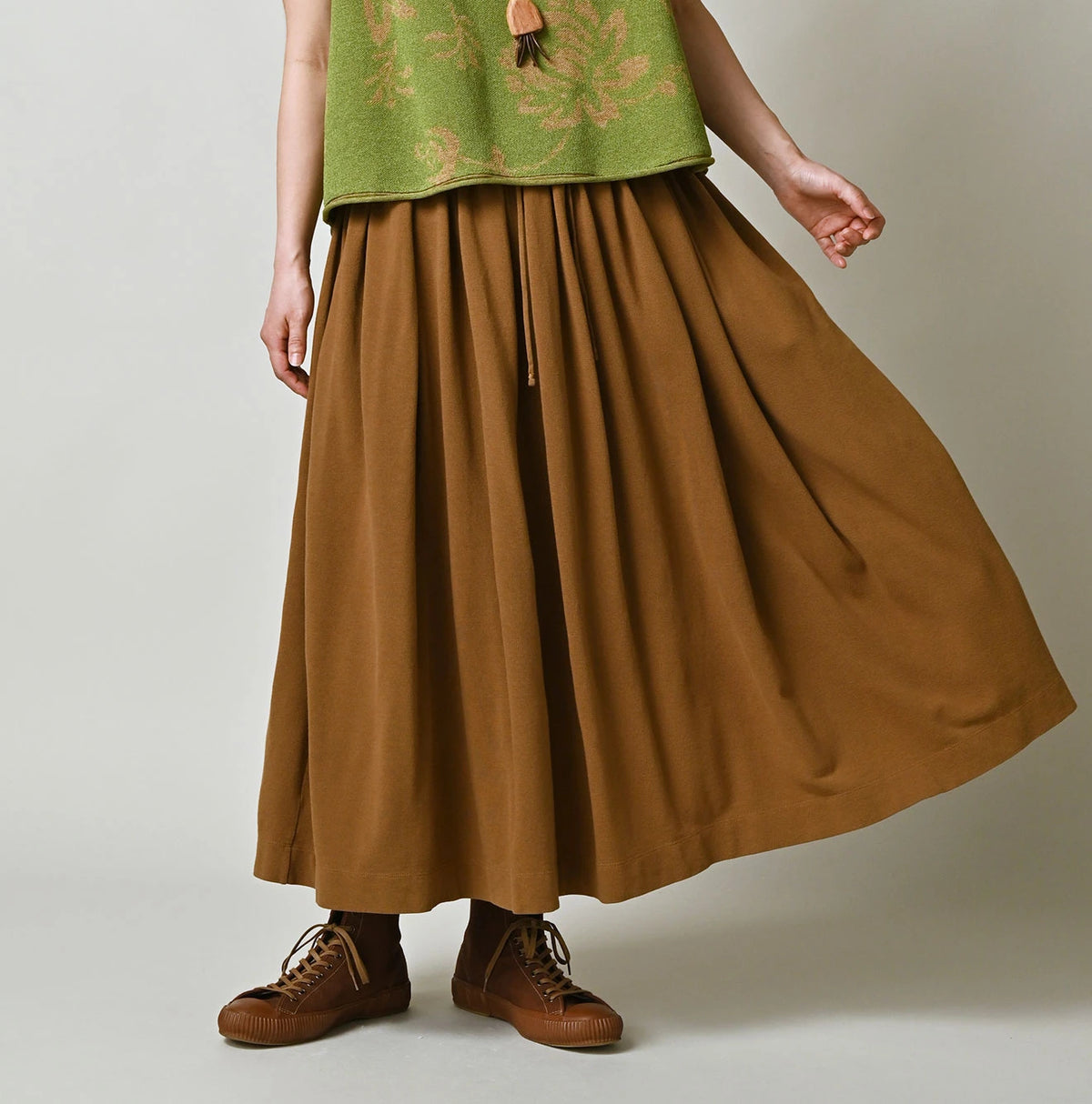 Cotton Pique Gathered Skirt