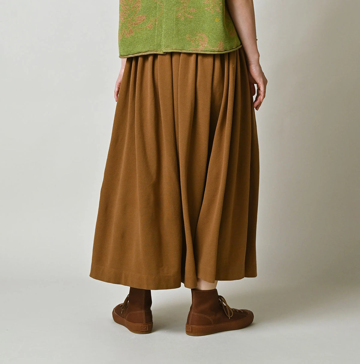Cotton Pique Gathered Skirt