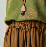 Cotton Pique Gathered Skirt