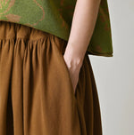 Cotton Pique Gathered Skirt
