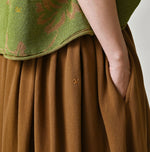 Cotton Pique Gathered Skirt