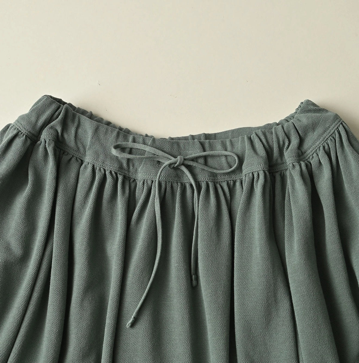 Cotton Pique Gathered Skirt