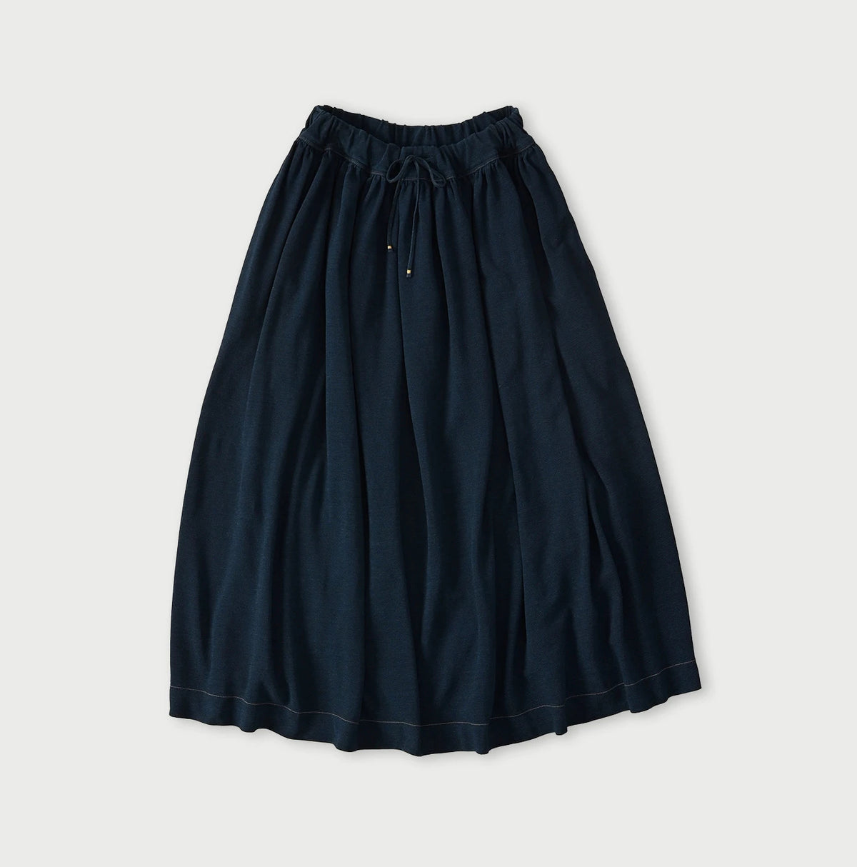 45R Indigo Cotton Pique Gathered Skirt