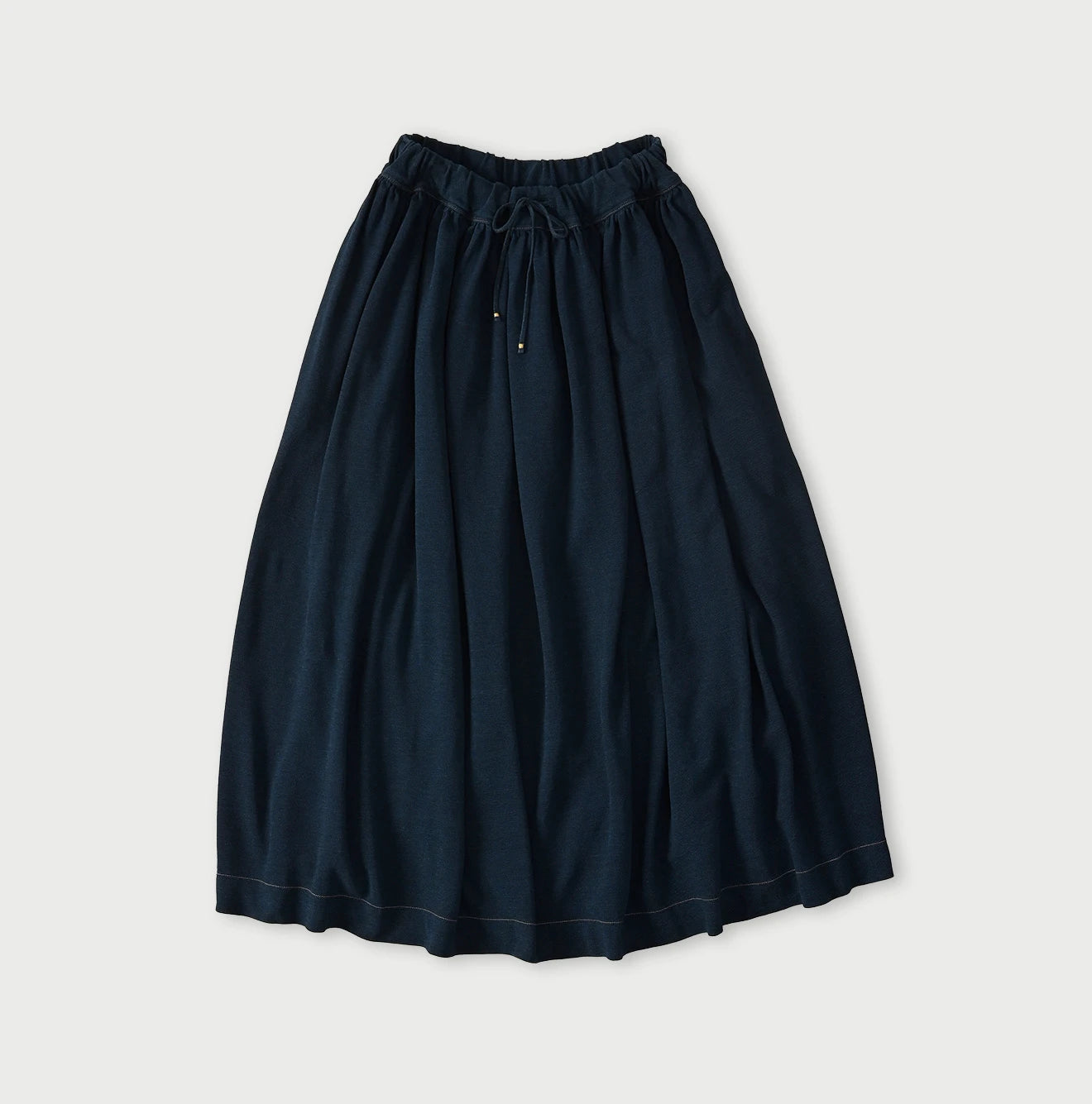 45R Indigo Cotton Pique Gathered Skirt - Image 1