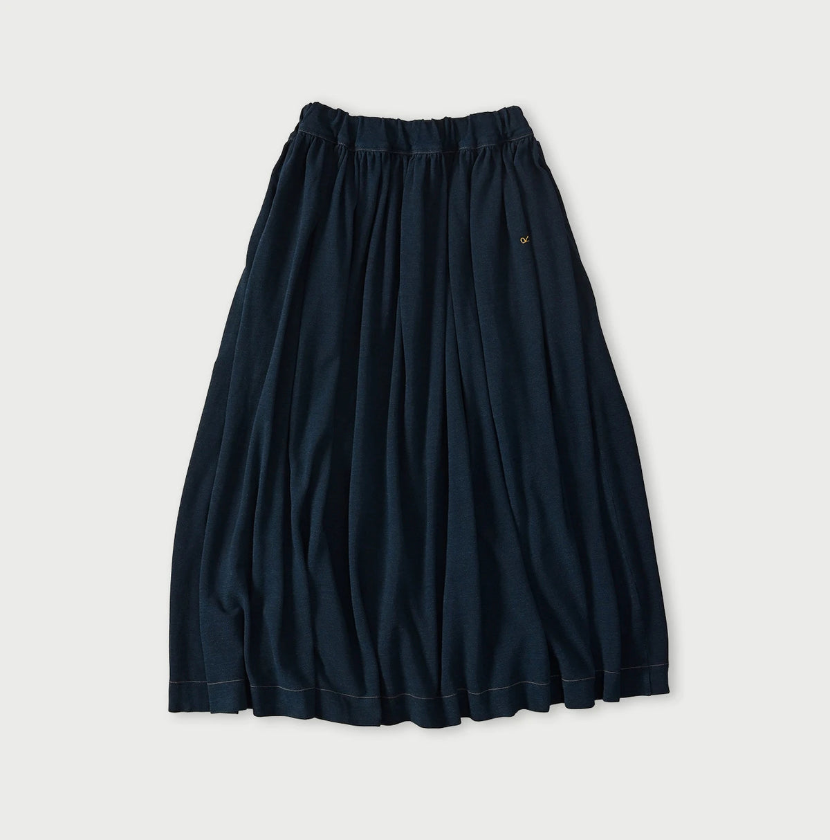 45R Indigo Cotton Pique Gathered Skirt