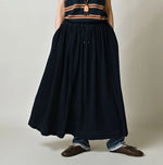 45R Indigo Cotton Pique Gathered Skirt