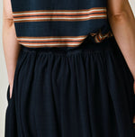 45R Indigo Cotton Pique Gathered Skirt