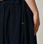 45R Indigo Cotton Pique Gathered Skirt