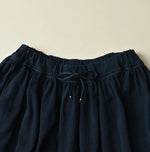 45R Indigo Cotton Pique Gathered Skirt