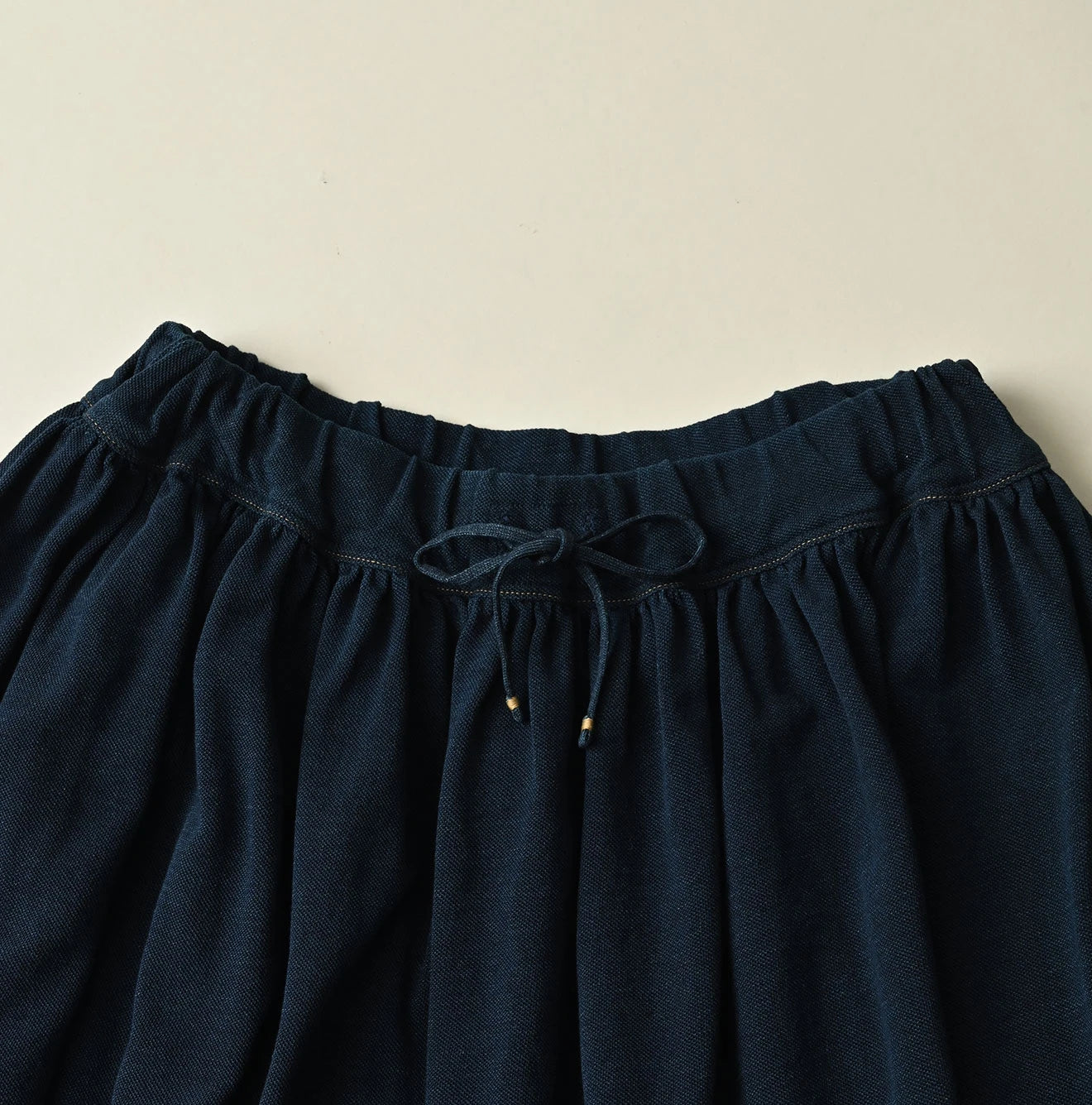 45R Indigo Cotton Pique Gathered Skirt - Image 11