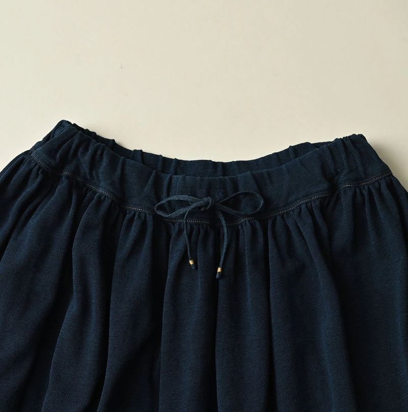 45R Indigo Cotton Pique Gathered Skirt - Image 11
