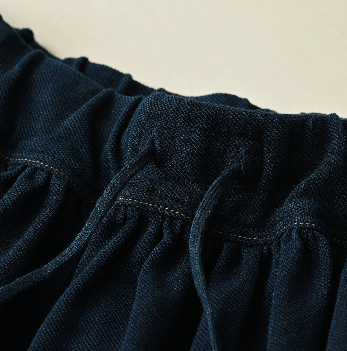 45R Indigo Cotton Pique Gathered Skirt