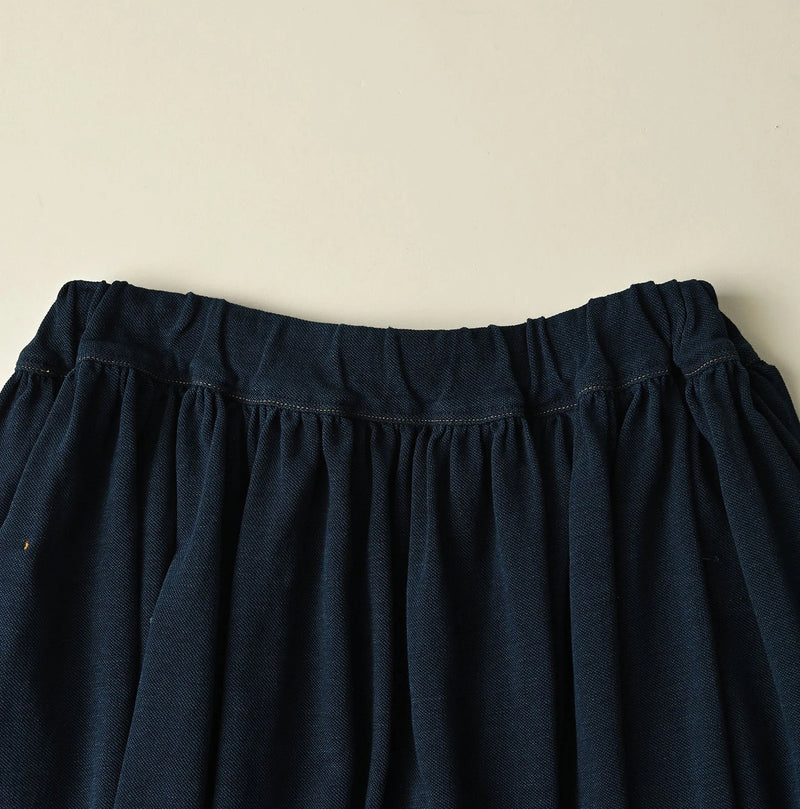 45R Indigo Cotton Pique Gathered Skirt - Image 16