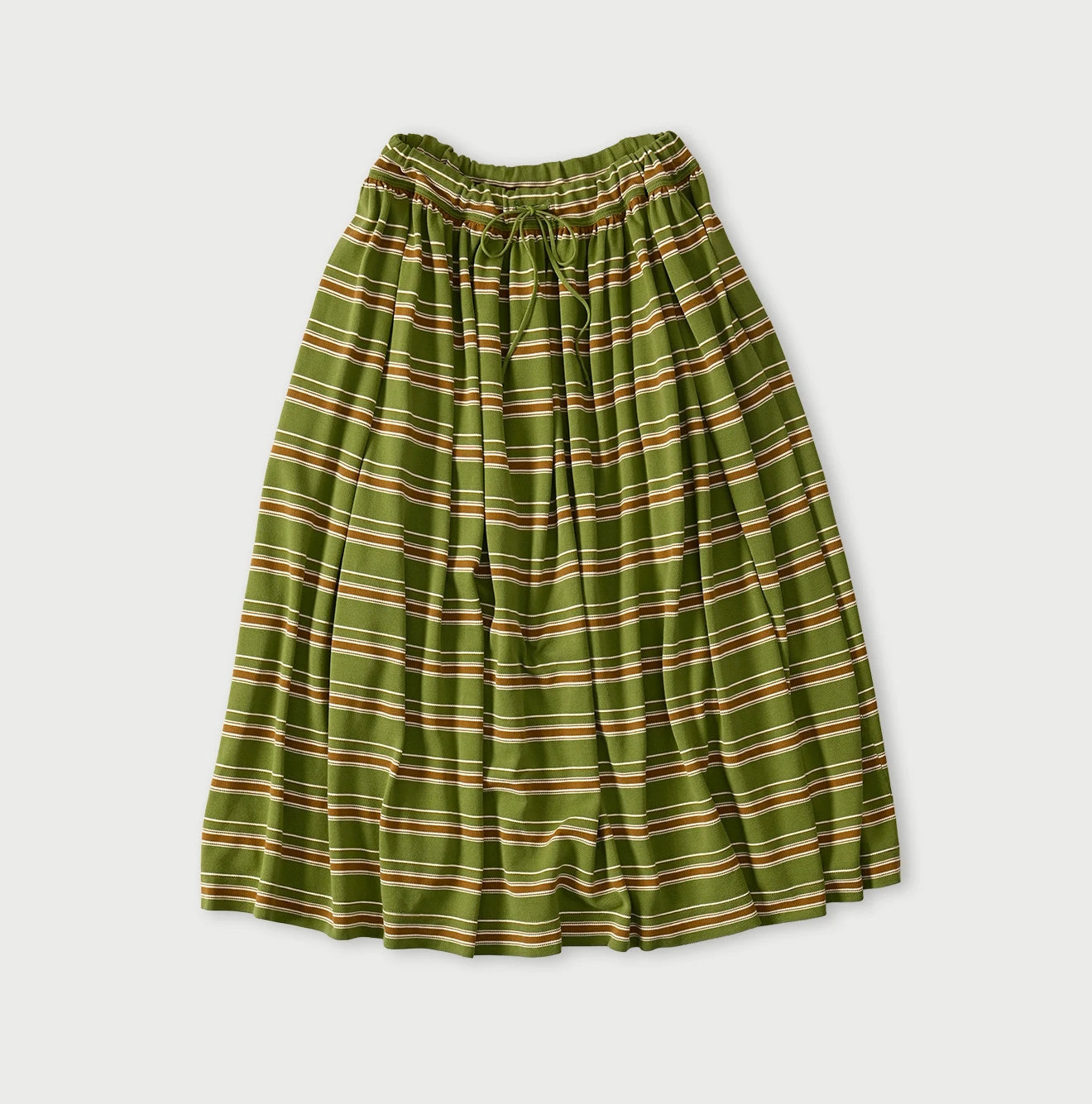 45R Cotton Pique Stripe Gathered Skirt - Image 1