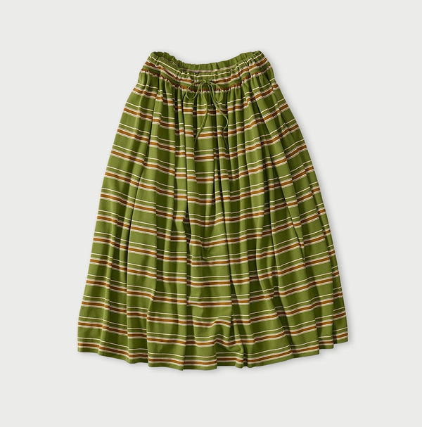 45R Cotton Pique Stripe Gathered Skirt