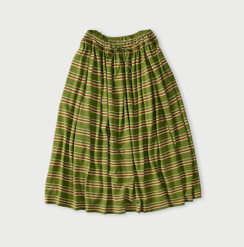 45R Cotton Pique Stripe Gathered Skirt - Image 1