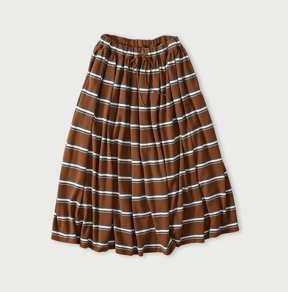 45R Cotton Pique Stripe Gathered Skirt