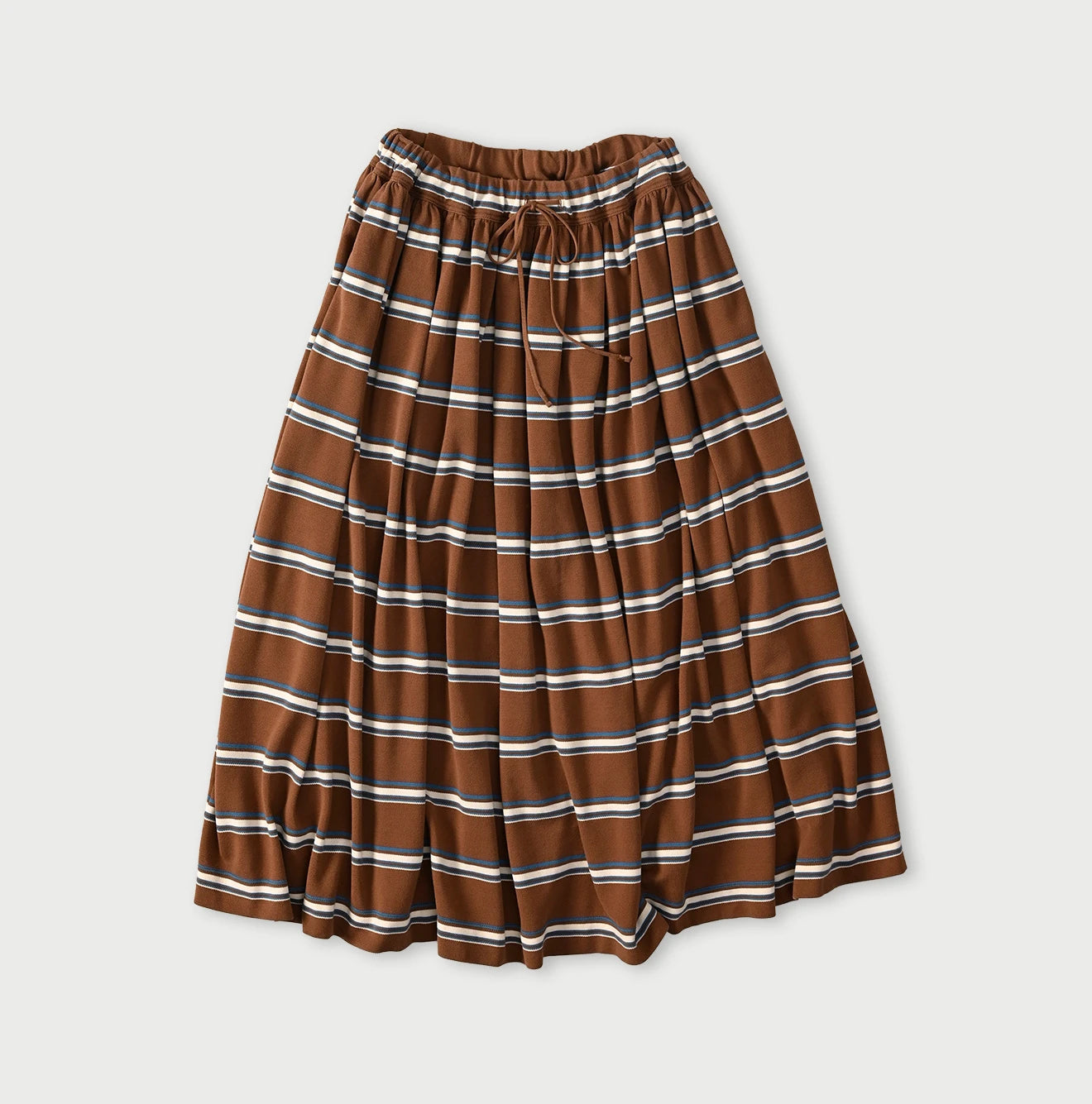 45R Cotton Pique Stripe Gathered Skirt - Image 2