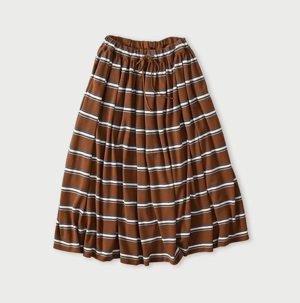 45R Cotton Pique Stripe Gathered Skirt