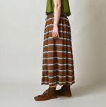 45R Cotton Pique Stripe Gathered Skirt