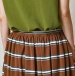 45R Cotton Pique Stripe Gathered Skirt