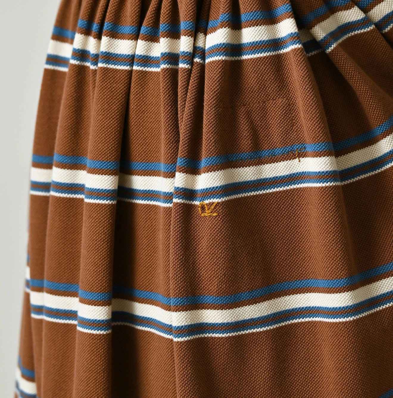Cotton Pique Stripe Gathered Skirt | 45R Official Online Store