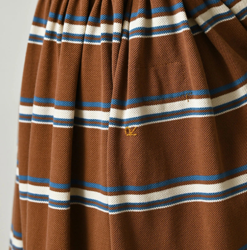 45R Cotton Pique Stripe Gathered Skirt - Image 10
