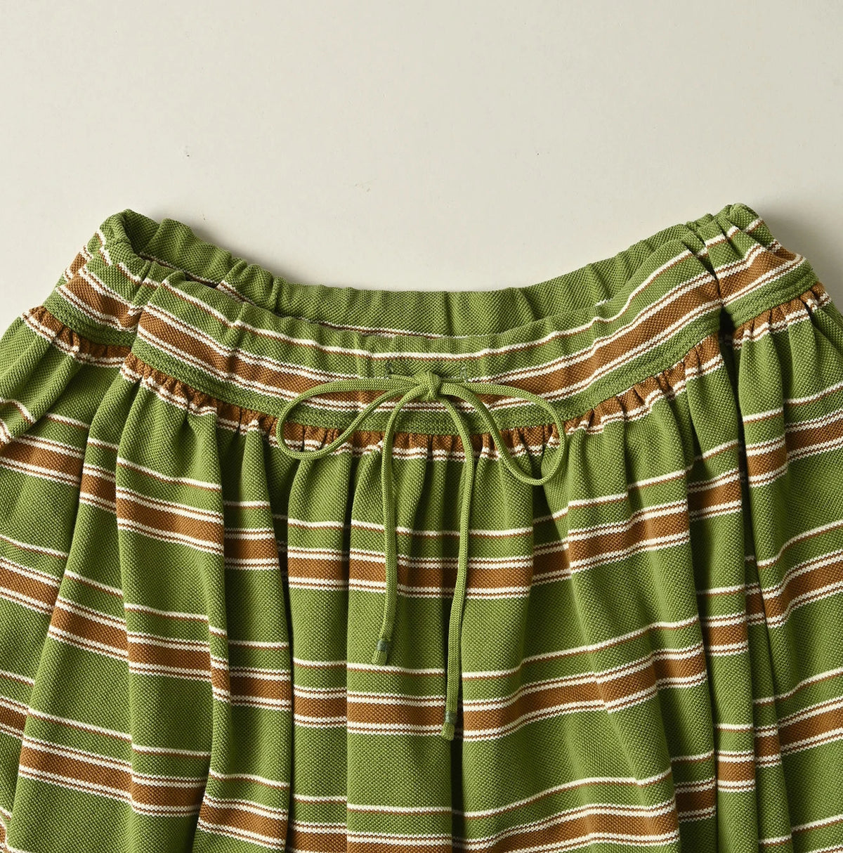 45R Cotton Pique Stripe Gathered Skirt