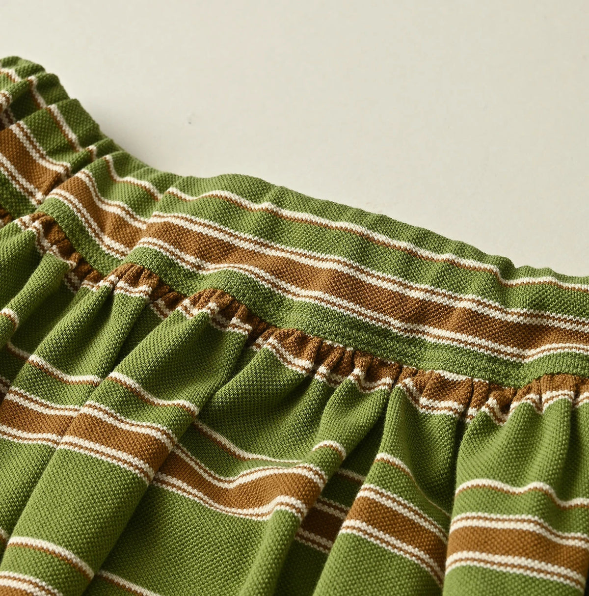 45R Cotton Pique Stripe Gathered Skirt