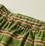 45R Cotton Pique Stripe Gathered Skirt