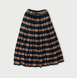 45R Indigo Cotton Pique Stripe Gathered Skirt