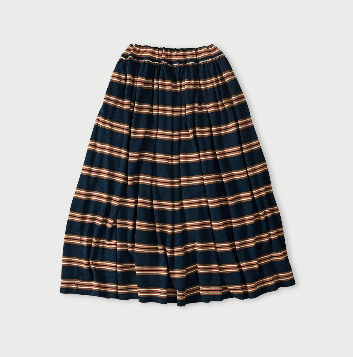 45R Indigo Cotton Pique Stripe Gathered Skirt