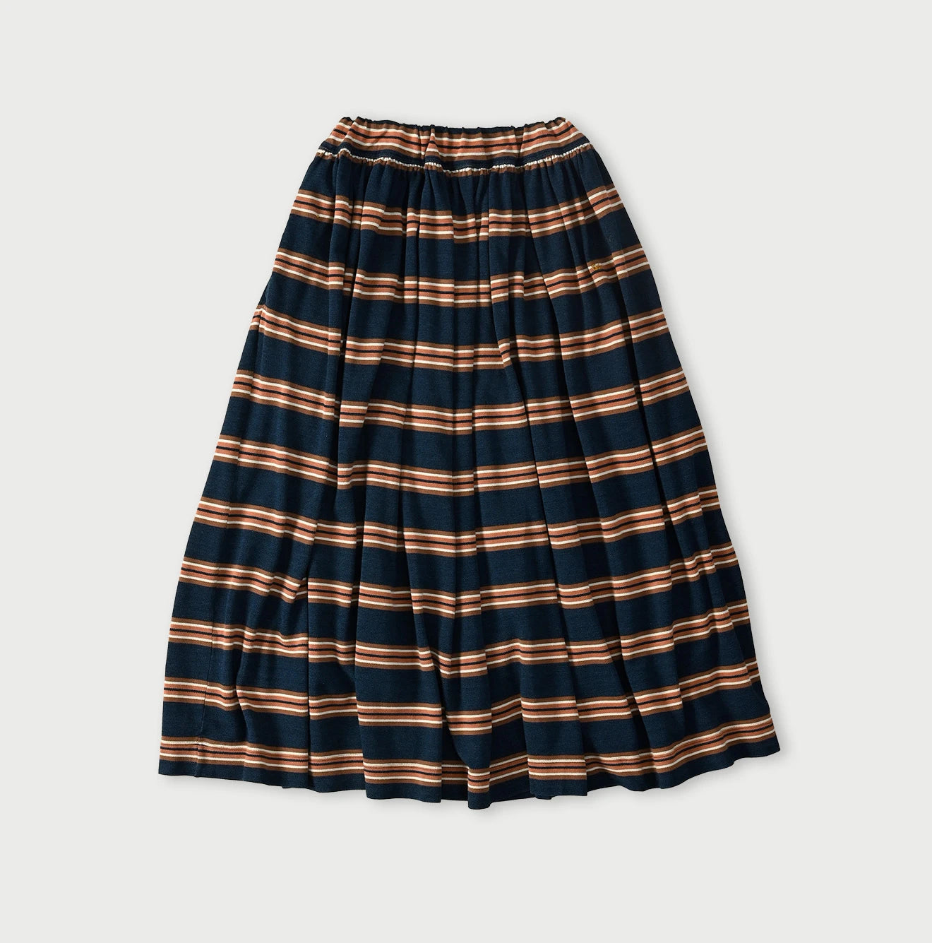 45R Indigo Cotton Pique Stripe Gathered Skirt - Image 8