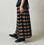 45R Indigo Cotton Pique Stripe Gathered Skirt
