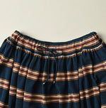 45R Indigo Cotton Pique Stripe Gathered Skirt