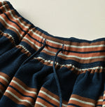 45R Indigo Cotton Pique Stripe Gathered Skirt