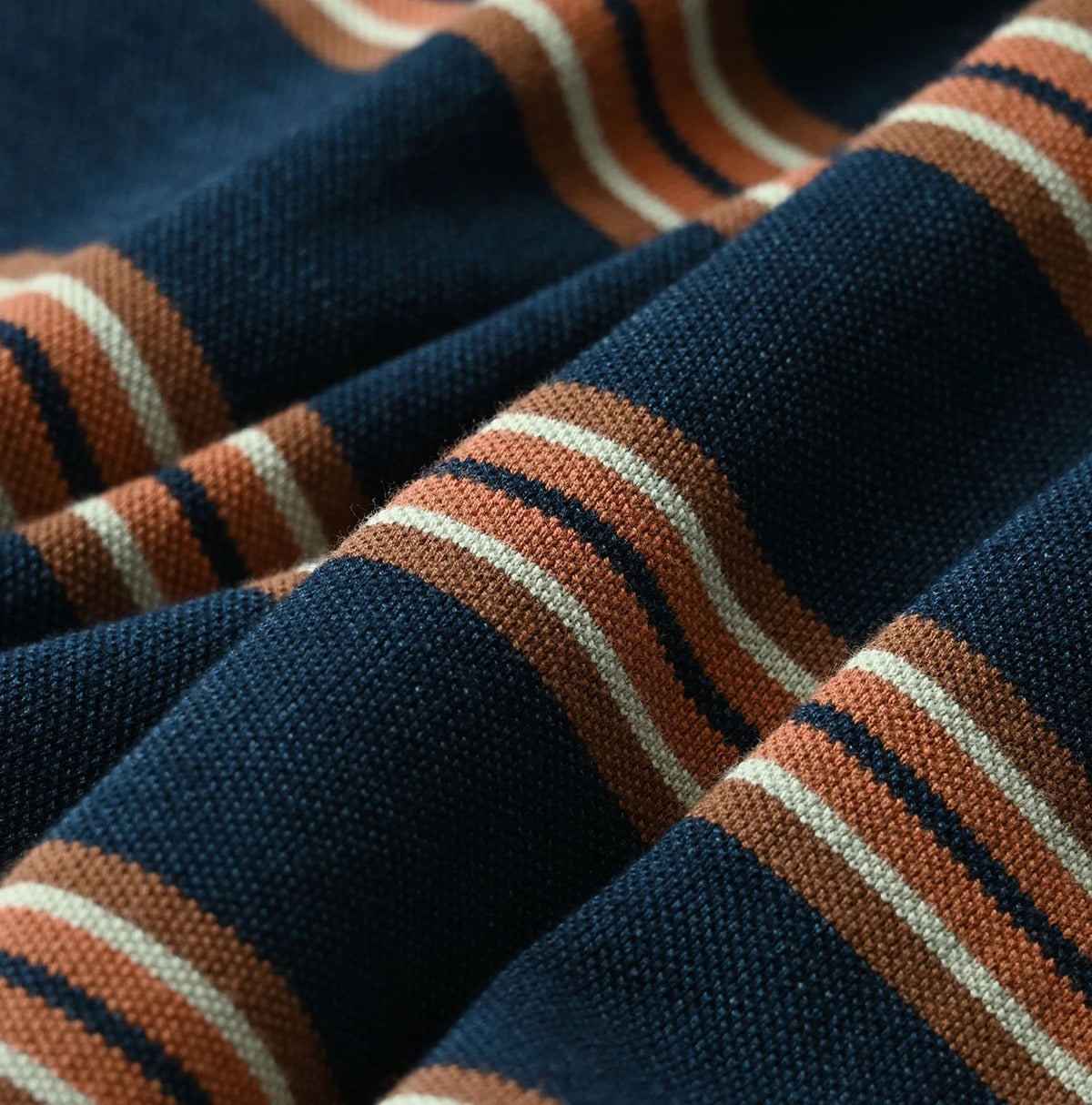 45R Indigo Cotton Pique Stripe Gathered Skirt