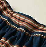 45R Indigo Cotton Pique Stripe Gathered Skirt