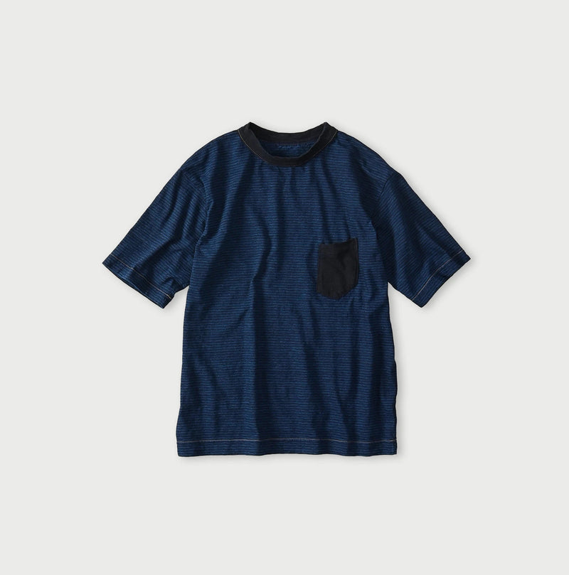 45R Indigo Striped Pocket 908 T-shirt - Image 1