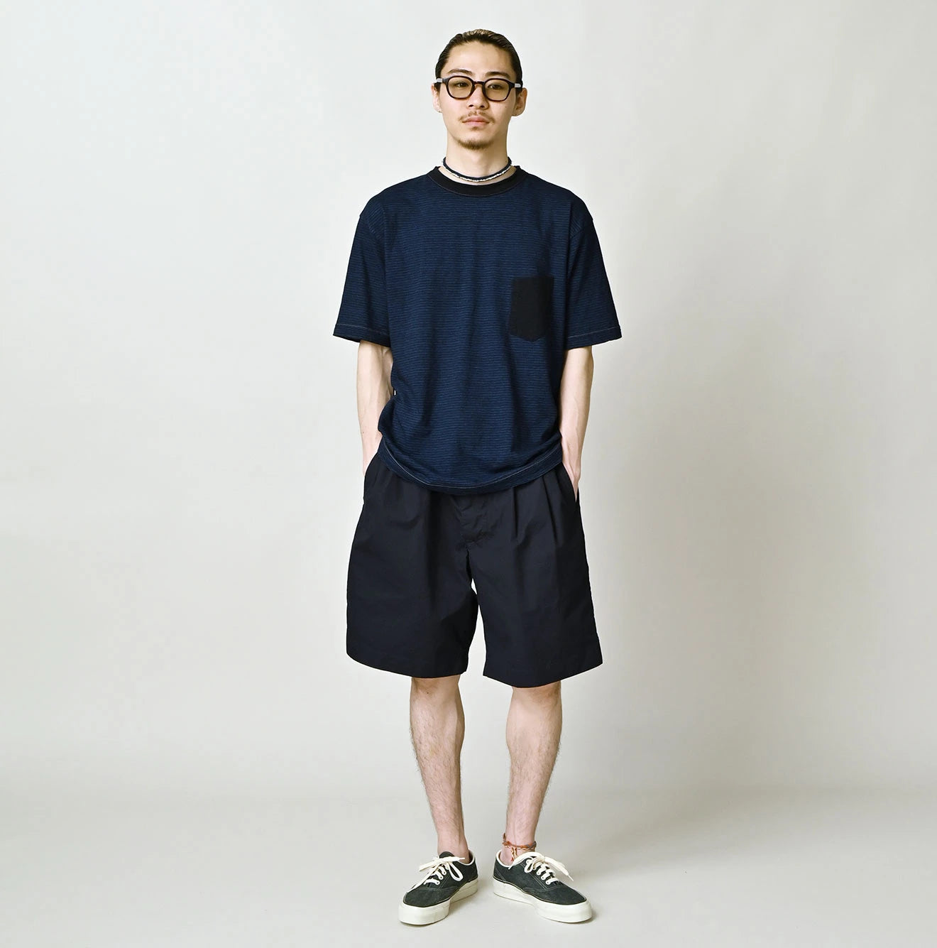 Indigo Striped Pocket 908 T-shirt | 45R Official Online Store