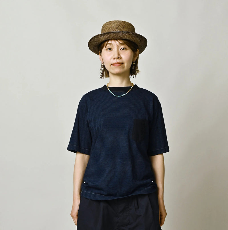 45R Indigo Striped Pocket 908 T-shirt - Image 4