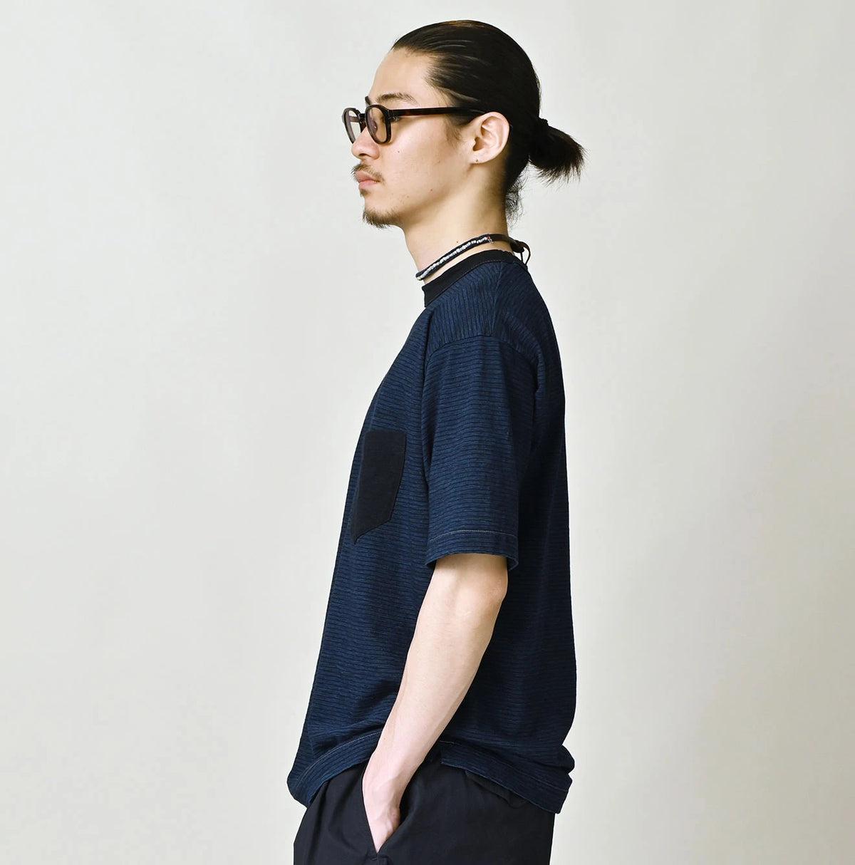 45R Indigo Striped Pocket 908 T-shirt
