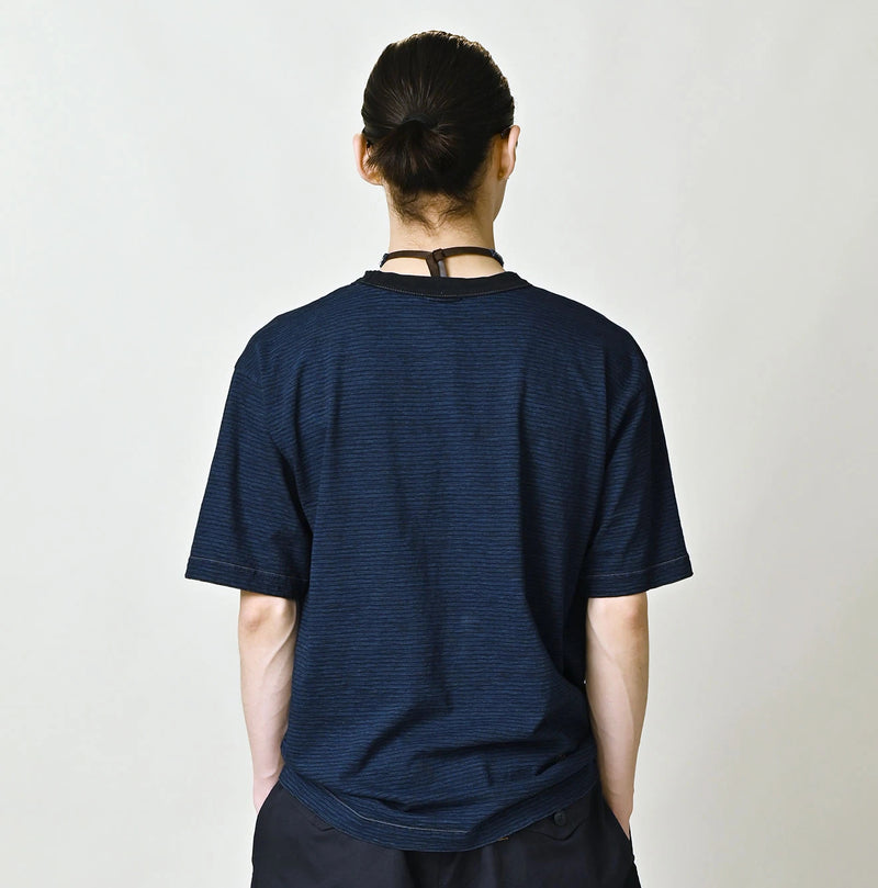 45R Indigo Striped Pocket 908 T-shirt - Image 9