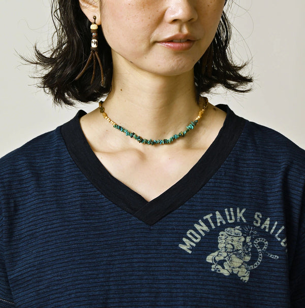 45R Indigo Stripe V-Neck Tunic