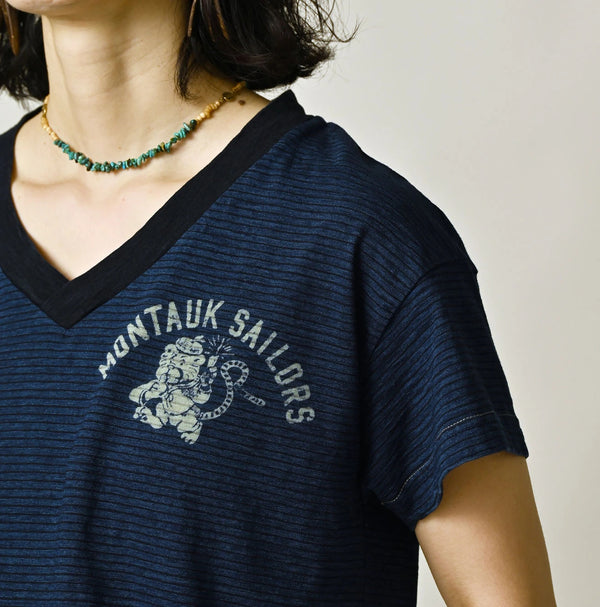 45R Indigo Stripe V-Neck Tunic
